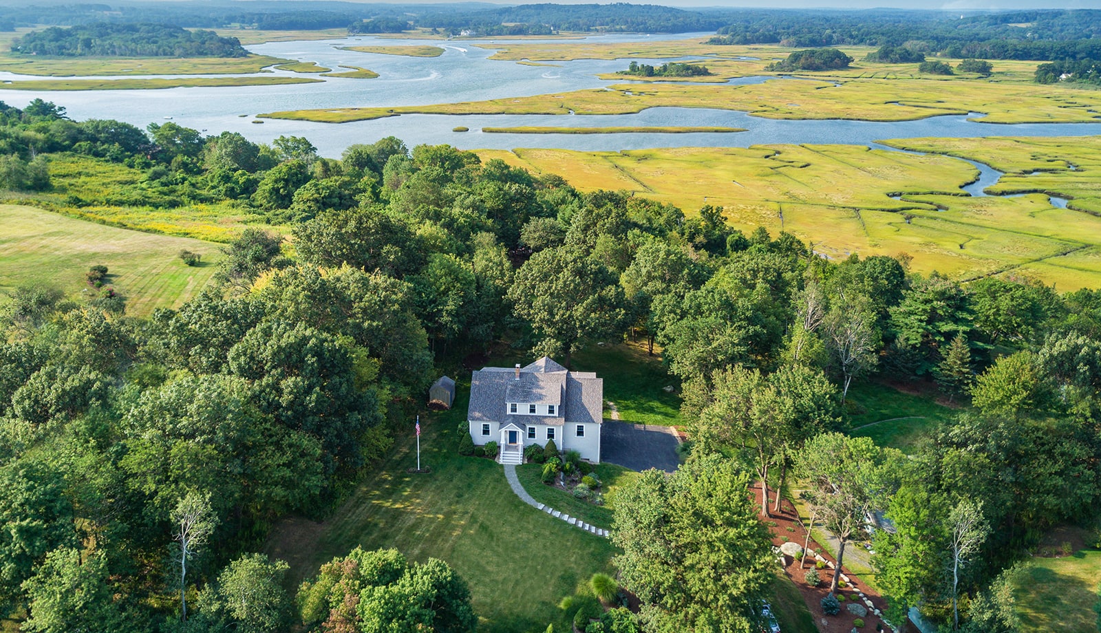Shingle Cape On Marsh Ipswich MA Aerial