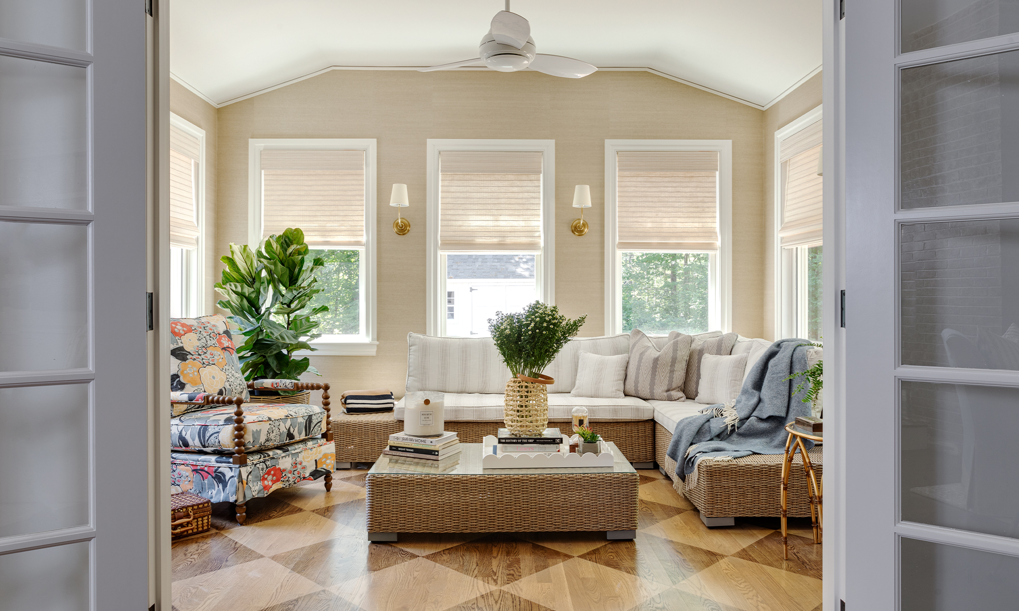 Topsfield Transitional Interior Design Sunroom